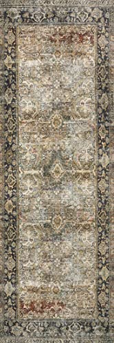 Layla Collection LAY - 03 Traditional Olive/Charcoal 9' - 0" x 12' - 0" Area Rug - Farmhouse Kitchen and Bath