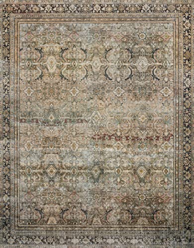 Layla Collection LAY - 03 Traditional Olive/Charcoal 9' - 0" x 12' - 0" Area Rug - Farmhouse Kitchen and Bath