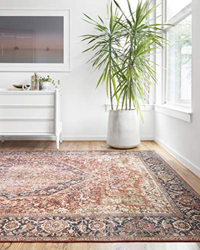 Layla Collection LAY - 08 Red/Navy, Traditional 9' - 0" x 12' - 0" Area Rug - Farmhouse Kitchen and Bath