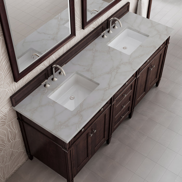 James Martin Brittany 72" Double Bathroom Vanity, Burnished Mahogany