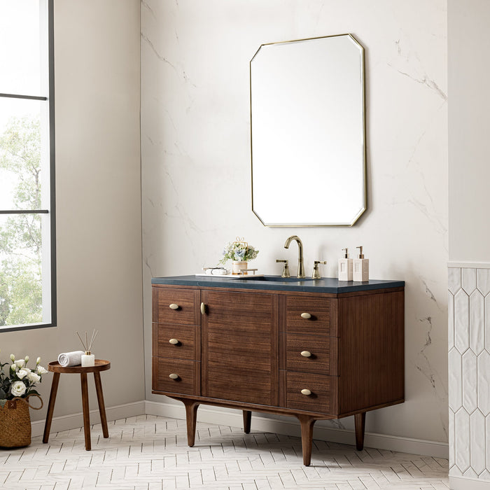 James Martin Amberly 48" Dual Mount Single Bathroom Vanity, Mid-Century Walnut