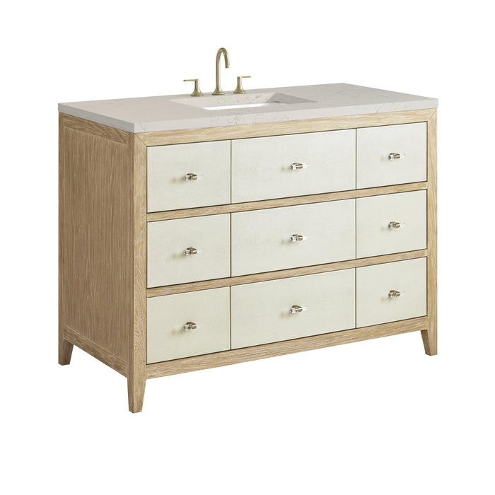 James Martin Celeste 48" Single Bathroom Vanity, Sunwashed Oak with Embossed Shagreen Drawer Fronts