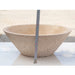 light beige travertine V-shape natural stone tapered Sink honed and sandblasted size (D)16" (H)6" SKU-EGELBT1661 product shot height measure
