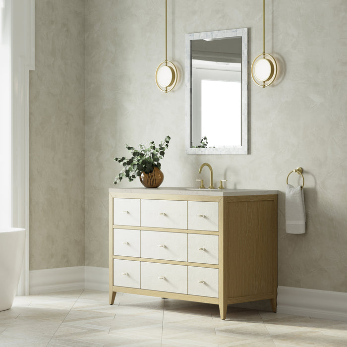 James Martin Celeste 48" Single Bathroom Vanity, Sunwashed Oak with Embossed Shagreen Drawer Fronts