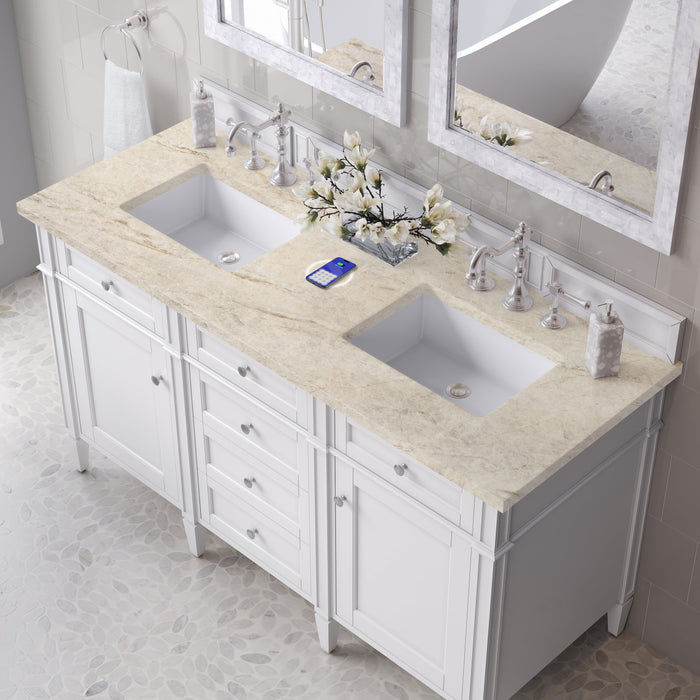James Martin Brittany 60" Double Bathroom Vanity, Bright White