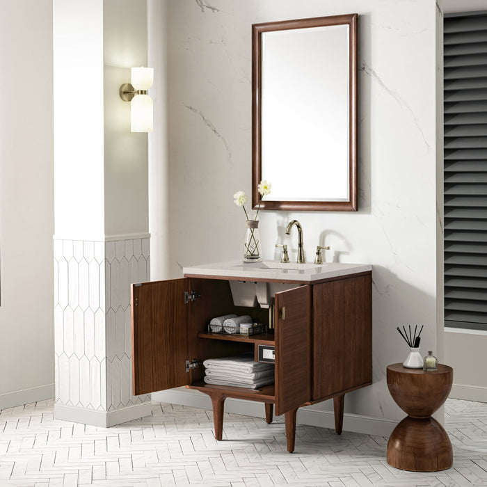 James Martin Amberly 30" Dual Mount Single Bathroom Vanity, Mid-Century Walnut