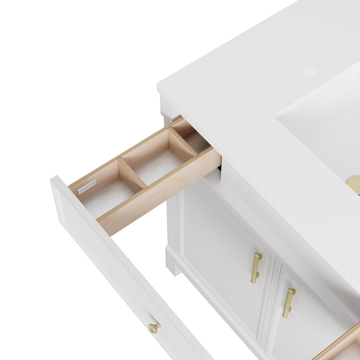James Martin Bellshire 96" Single Bathroom Vanity, Bright White