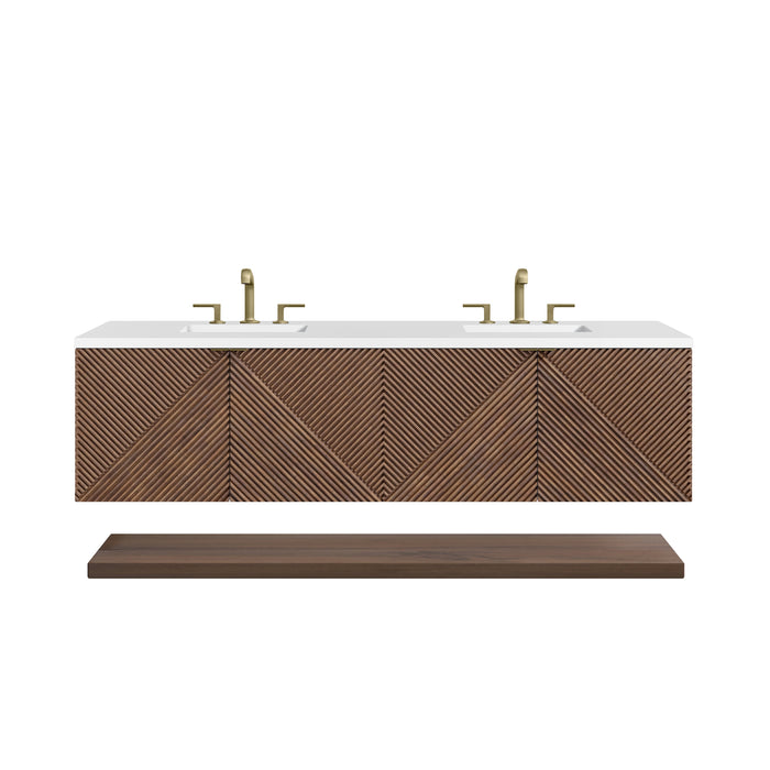 James Martin Marcello 72" Floating Double Bathroom Vanity, Chestnut