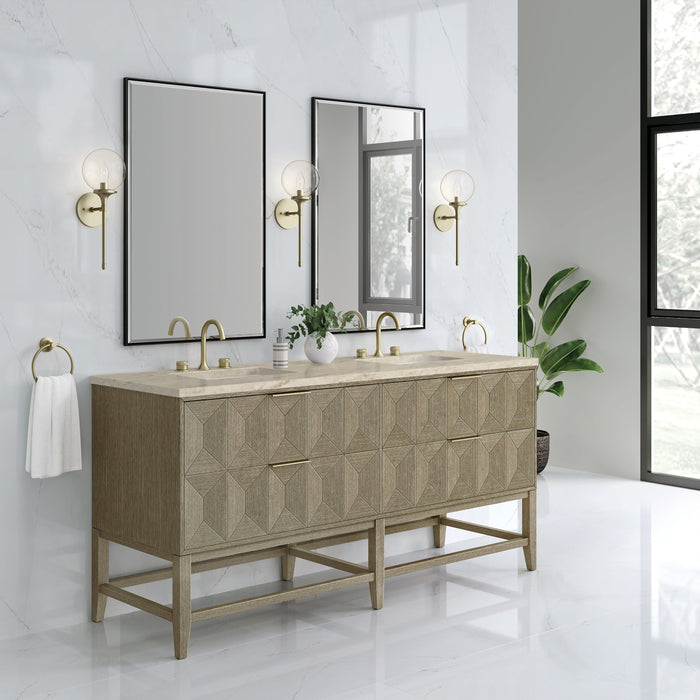 James Martin Emmeline 72" Double Bathroom Vanity, Pebble Oak