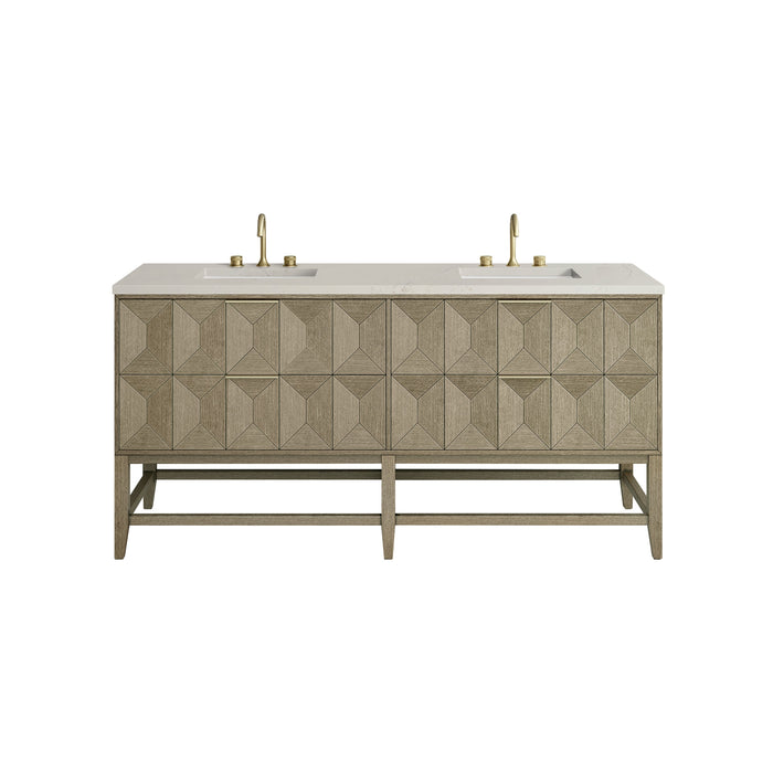 James Martin Emmeline 72" Double Bathroom Vanity, Pebble Oak