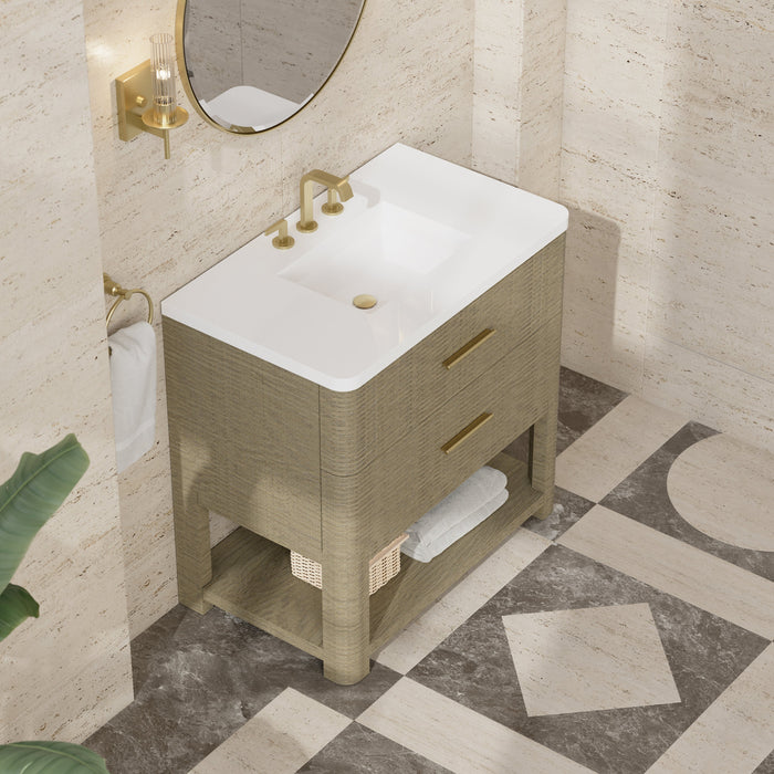 James Martin Lucian 36" Single Bathroom Vanity, Pebble Oak