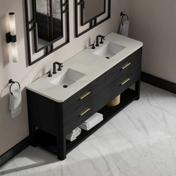 James Martin Lucian 72" Double Bathroom Vanity, Carbon Oak