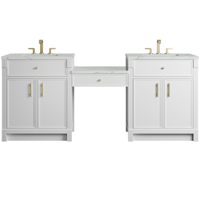 James Martin Bellshire 84" Double Bathroom Vanity, Bright White