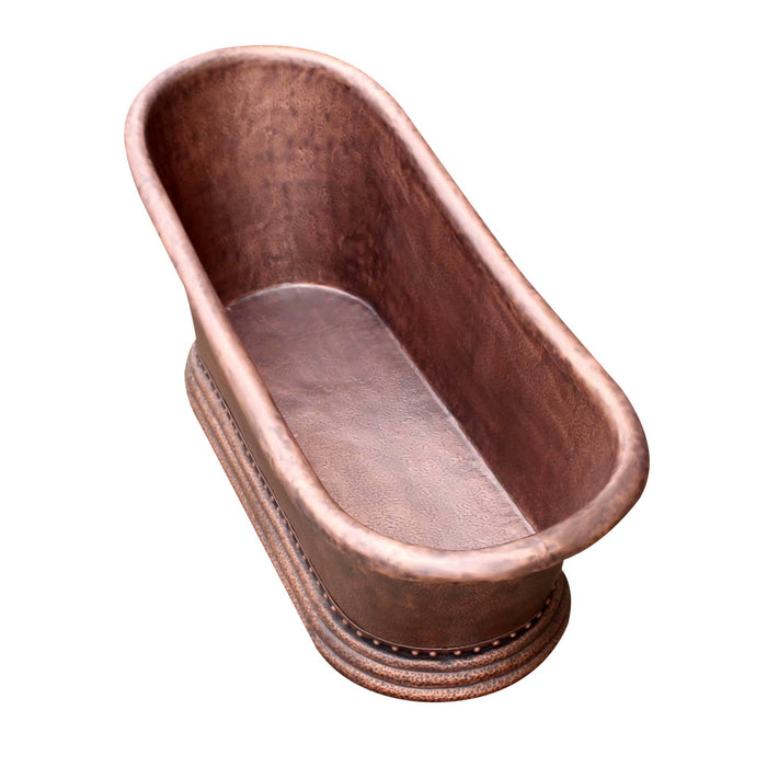Akicon Copper Single-Slipper Roll-Top Handmade Copper Tub — AKB70003-C