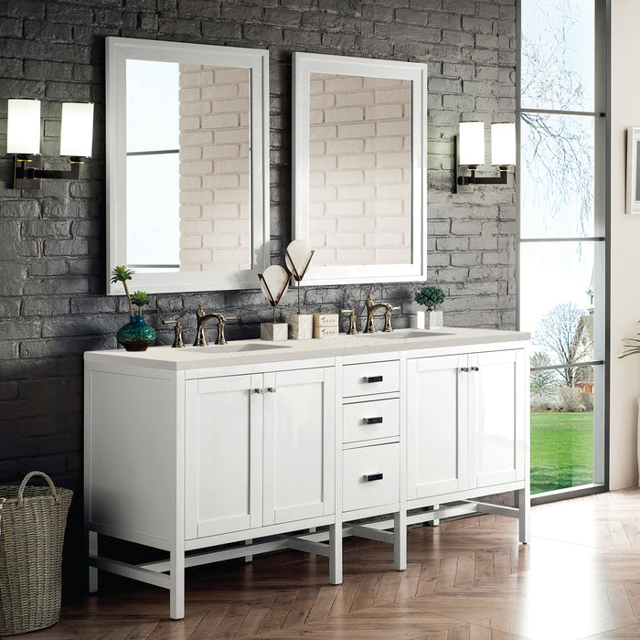 James Martin Addison 72" Double Bathroom Vanity, Glossy White