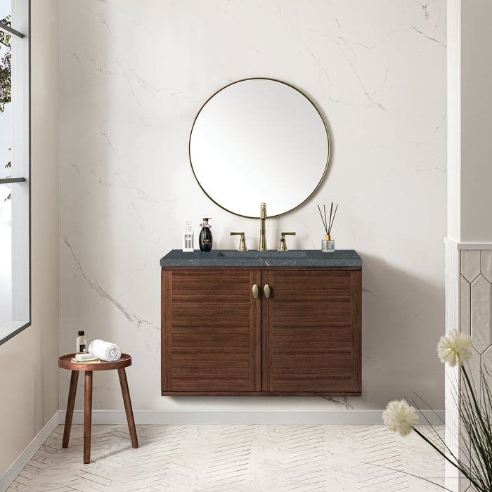 James Martin Amberly 36" Dual Mount Single Bathroom Vanity, Mid-Century Walnut
