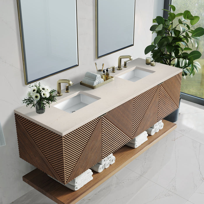 James Martin Marcello 72" Floating Double Bathroom Vanity, Chestnut
