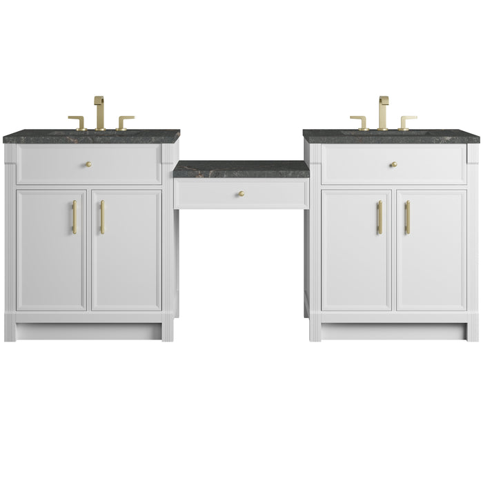 James Martin Bellshire 84" Double Bathroom Vanity, Bright White