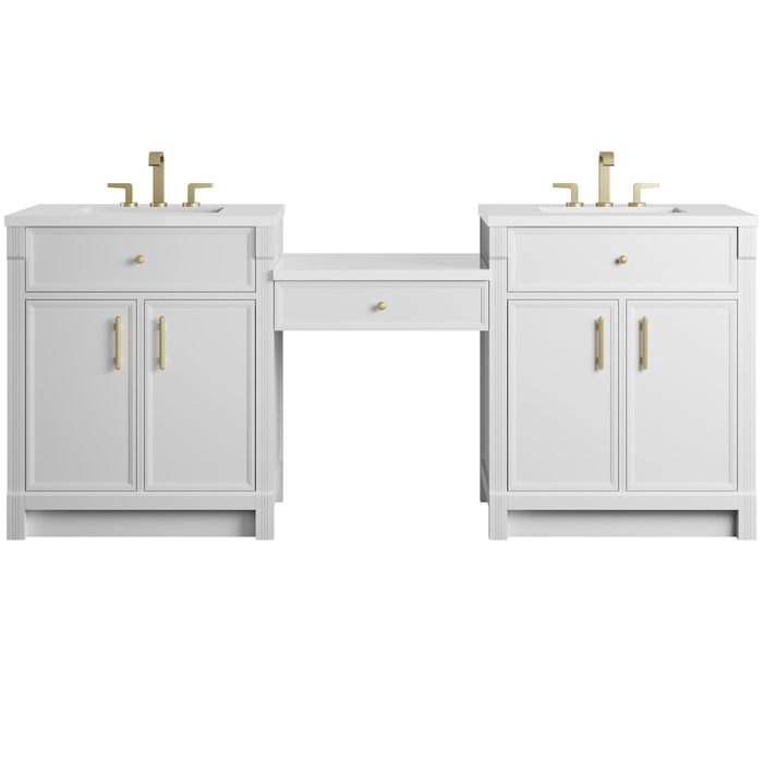 James Martin Bellshire 84" Double Bathroom Vanity, Bright White