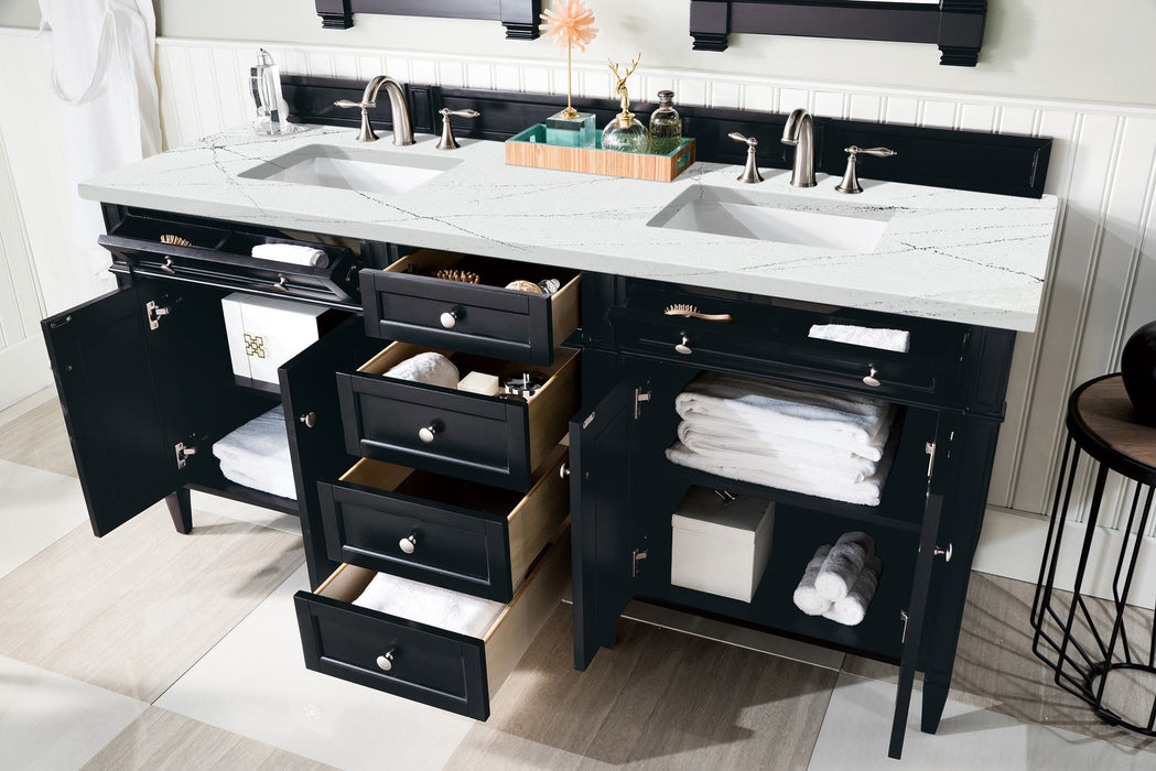 James Martin Brittany 72" Double Bathroom Vanity, Black Onyx