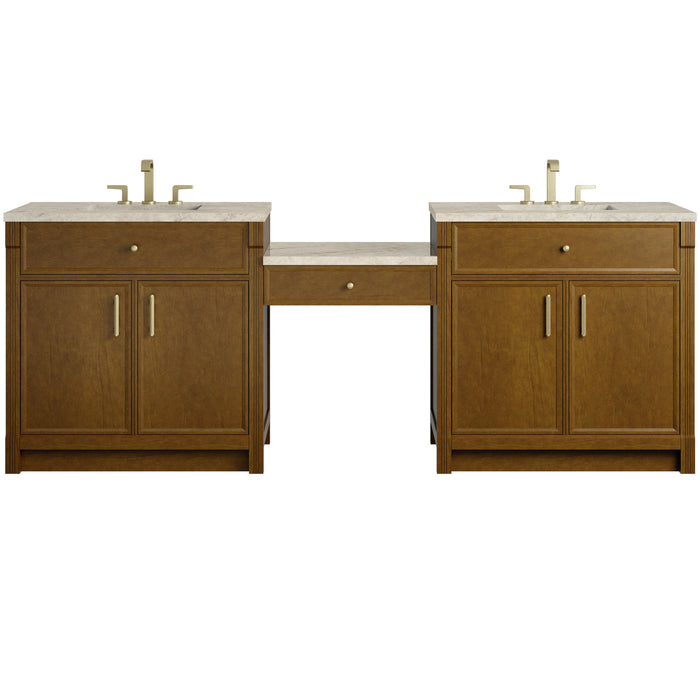 James Martin Bellshire 96" Double Bathroom Vanity, Honey Oak