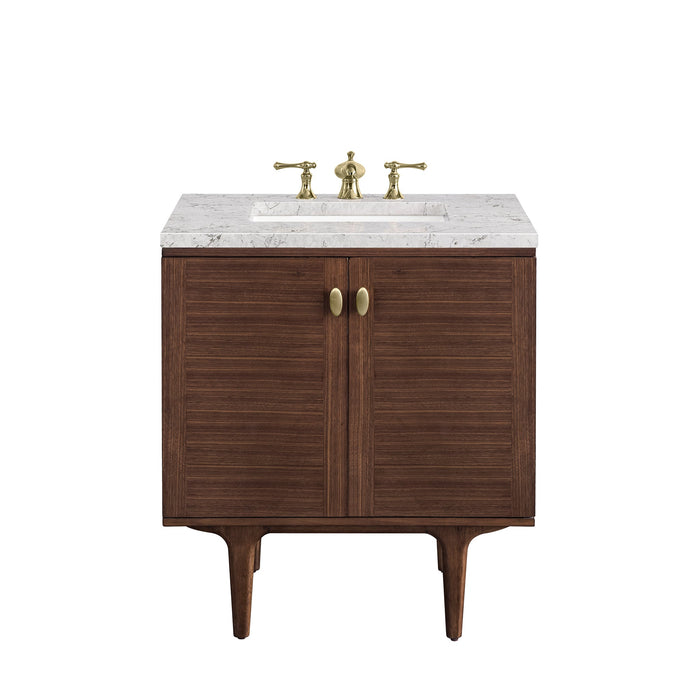 James Martin Amberly 30" Dual Mount Single Bathroom Vanity, Mid-Century Walnut
