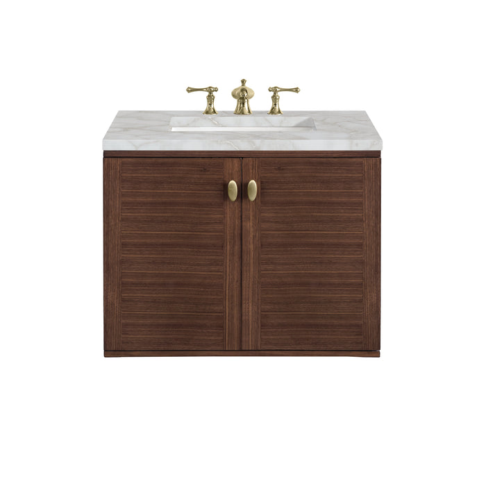 James Martin Amberly 30" Dual Mount Single Bathroom Vanity, Mid-Century Walnut