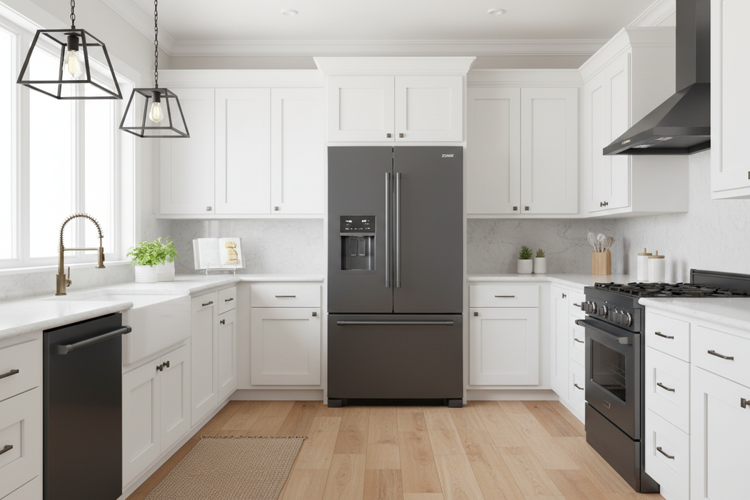 ZLINE 36" Built-In Bottom Freezer Refrigerator, Water Dispenser, Ice Maker, Black Stainless Steel, RBIT-BS-36