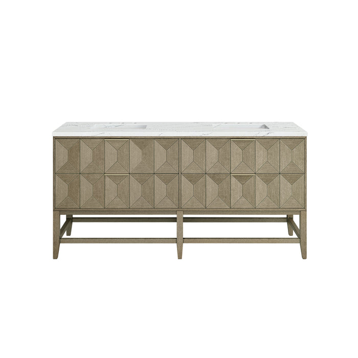 James Martin Emmeline 72" Double Bathroom Vanity, Pebble Oak