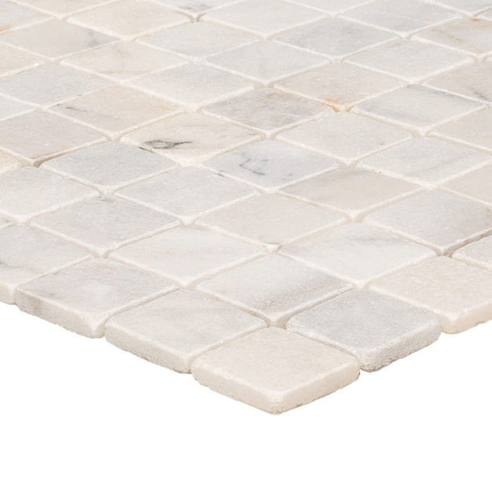 Carrara White Marble Tumbled Mosaic Floor and Wall Tile - Livfloors Collection