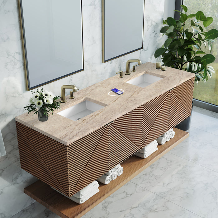 James Martin Marcello 72" Floating Double Bathroom Vanity, Chestnut