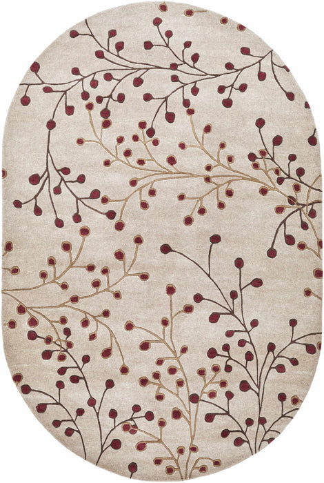 Elsu Beige&Burgandy Wool Rug