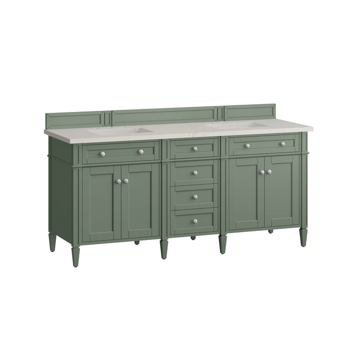 James Martin Brittany 72" Double Bathroom Vanity, Smokey Celadon
