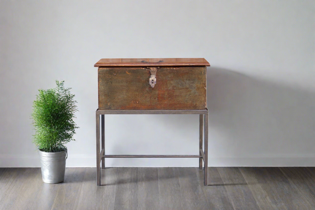19th Century Merchant Box on Stand — Farmhouse Kitchen and Bath