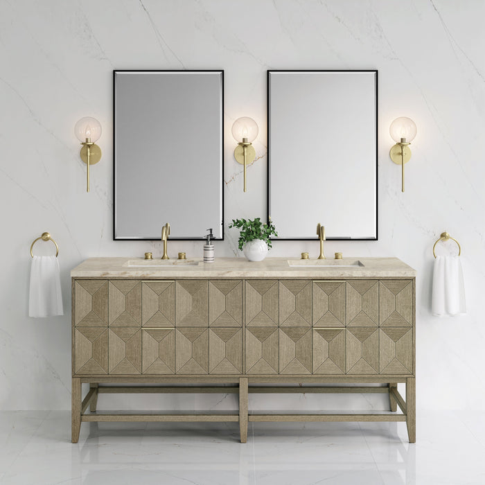 James Martin Emmeline 72" Double Bathroom Vanity, Pebble Oak