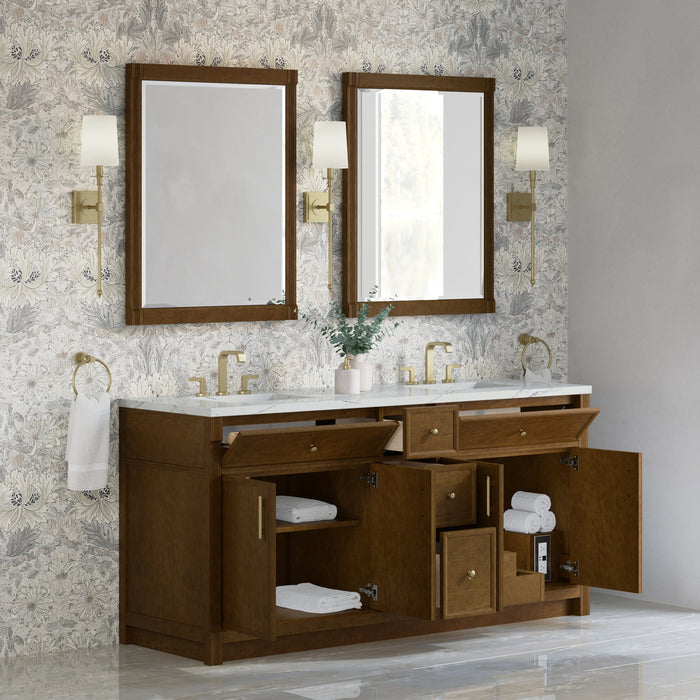 James Martin Bellshire 72" Double Bathroom Vanity, Honey Oak
