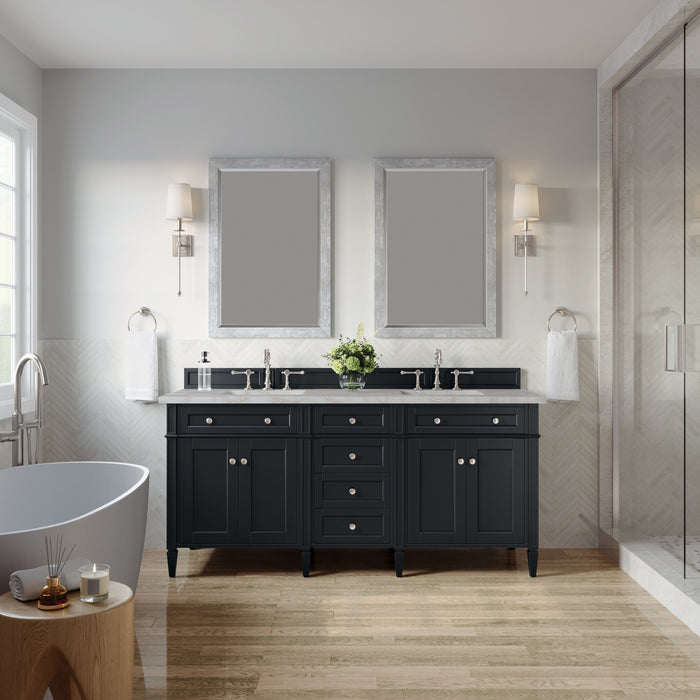 James Martin Brittany 72" Double Bathroom Vanity, Black Onyx