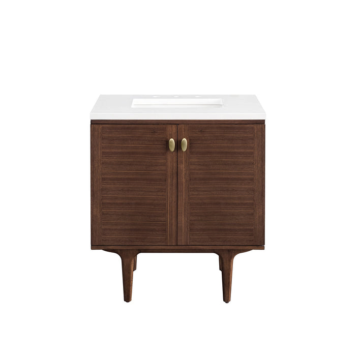 James Martin Amberly 30" Dual Mount Single Bathroom Vanity, Mid-Century Walnut