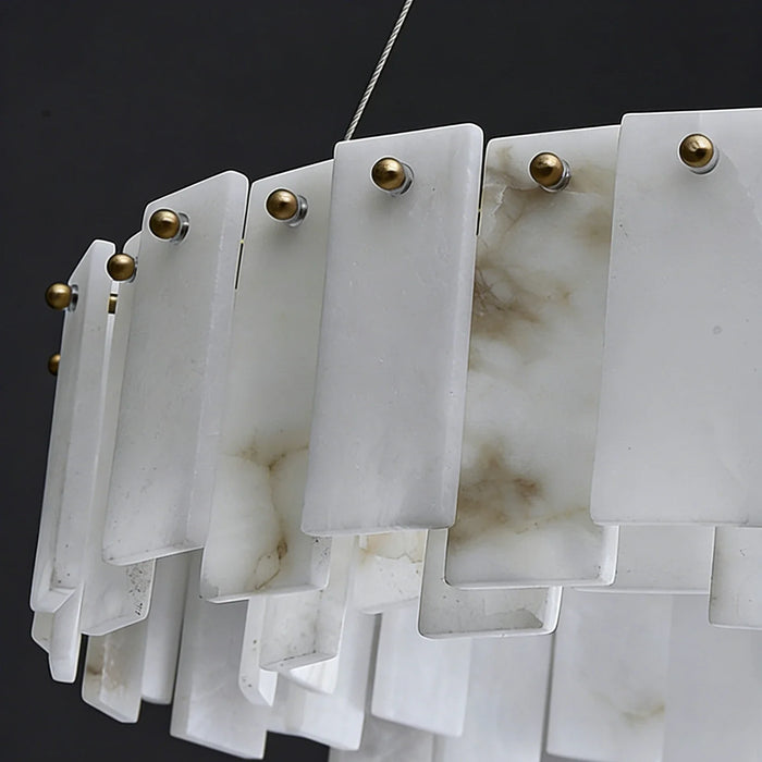 Modern Alabaster Celestial Round Chandelier
