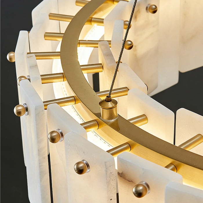 Modern Alabaster Celestial Round Chandelier
