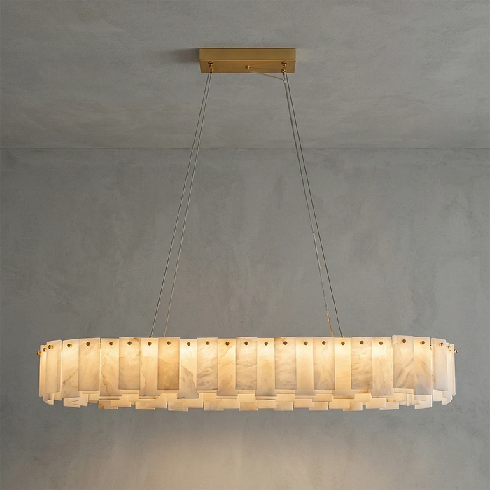 Modern Alabaster Celestial Round Chandelier