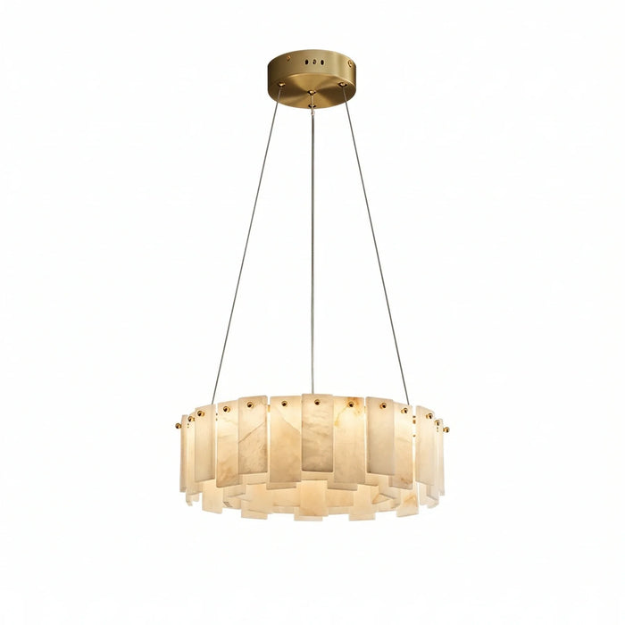 Modern Alabaster Celestial Round Chandelier