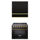 Akicon 36" Stainless Steel Range Hood with 600 CFM Insert & 6-Burner Gas Range Combo – Powerful Ventilation, Convection Oven, Multiple Finishes — AK-HS36HB-JBN & AK-JK36A1-BS