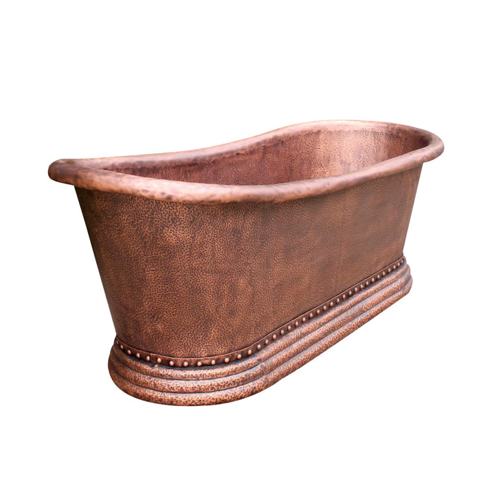 Akicon Copper Single-Slipper Roll-Top Handmade Copper Tub — AKB70003-C