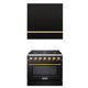 Akicon 36" Stainless Steel Range Hood with 600 CFM Insert & 6-Burner Gas Range Combo – Powerful Ventilation, Convection Oven, Multiple Finishes — AK-HS36HA-JBN & AK-JK36A1-BS