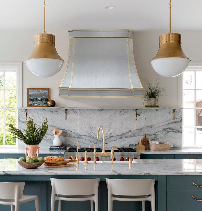Sweep Stainless Steel Custom Range Hood with Brass Trims
