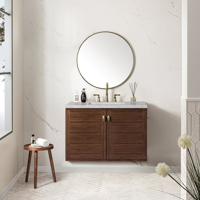 James Martin Amberly 36" Dual Mount Single Bathroom Vanity, Mid-Century Walnut