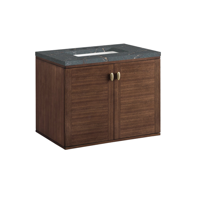 James Martin Amberly 30" Dual Mount Single Bathroom Vanity, Mid-Century Walnut