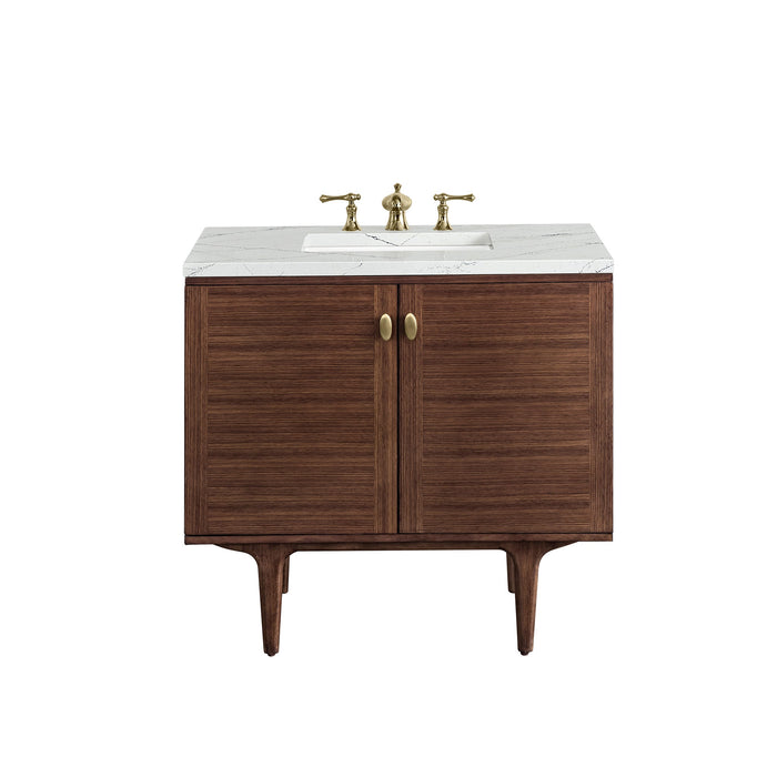 James Martin Amberly 36" Dual Mount Single Bathroom Vanity, Mid-Century Walnut