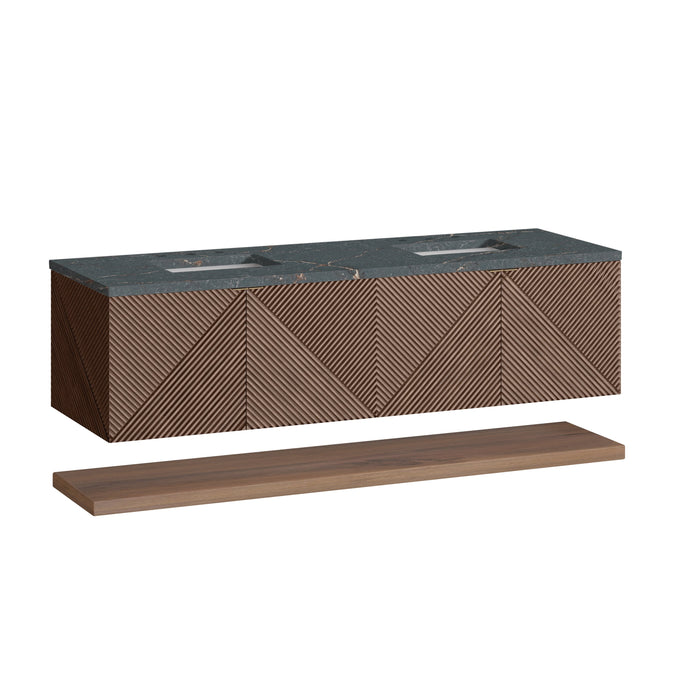 James Martin Marcello 72" Floating Double Bathroom Vanity, Chestnut